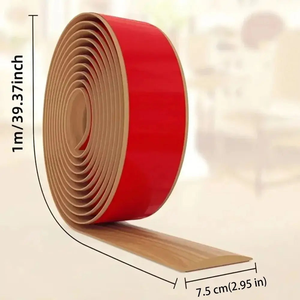 Wood Like Self Adhesive Floor Transition Strip PVC Material Insect Proof Door Seal Windproof Flexible Doorway Threshold
