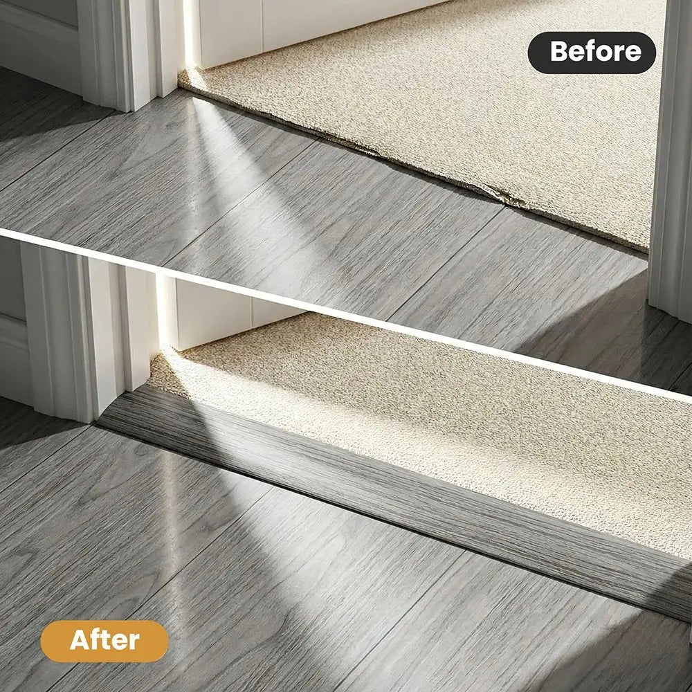 Wood Like Self Adhesive Floor Transition Strip PVC Material Insect Proof Door Seal Windproof Flexible Doorway Threshold